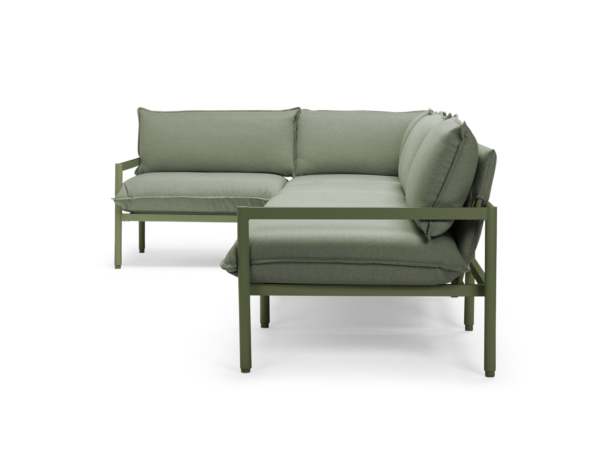 Side view of green 5-piece outdoor sectional sofa